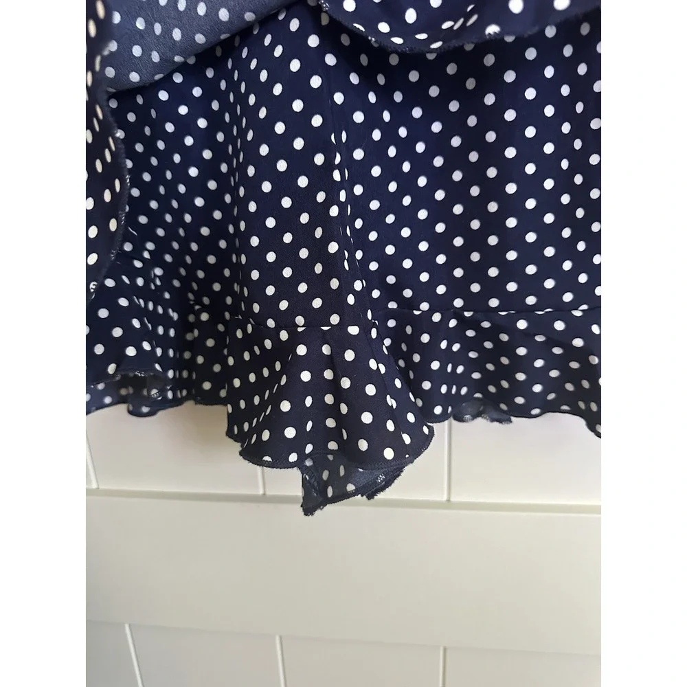 Favlux Fashion Womens Dress Navy Polka-Dots‎ Lined Romper Wrap Dress Size Medium